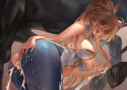 Rule 34 | 1girl, aftersex, artoria pendragon (all), artoria pendragon (fate), artoria pendragon (swimsuit ruler) (fate), ass, bestiality, blonde hair, breasts, censored, cum, cum in pussy, fate/grand order, fate (series), horse, leotard, long hair, mosaic censoring, playboy bunny, polki, ponytail, saber (fate)