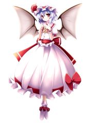 Rule 34 | 1girl, absurdres, blue hair, female focus, full body, highres, puffy short sleeves, puffy sleeves, red eyes, remilia scarlet, shoes, short hair, short sleeves, solo, standing, touhou, transparent background, usume shirou, wings, wrist cuffs