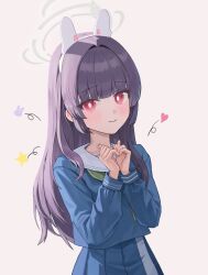 Rule 34 | 1girl, animal ears, black hair, blue archive, blue skirt, blush, closed mouth, fake animal ears, grey background, grey halo, greyscale, hae zu, hair intakes, halo, heart, highres, long hair, long sleeves, looking at viewer, miyu (blue archive), monochrome, pleated skirt, rabbit ears, red eyes, sailor collar, simple background, skirt, solo, standing, teardrop, tearing up, upper body, white sailor collar