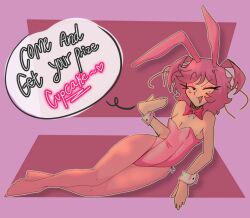 Rule 34 | cupcake, doki doki literature club, food, natsuki (doki doki literature club), pink background, pink hair, rabbit ears