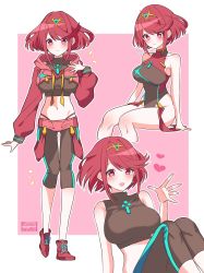 Rule 34 | adapted costume, alternate costume, black one-piece swimsuit, breasts, chest jewel, competition swimsuit, headpiece, highres, kotohatoko510, large breasts, one-piece swimsuit, pyra (pro swimmer) (xenoblade), pyra (xenoblade), red eyes, red hair, red one-piece swimsuit, ribbed swimsuit, short hair, swept bangs, swimsuit, tiara, two-tone swimsuit, xenoblade chronicles (series), xenoblade chronicles 2
