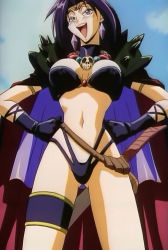 Rule 34 | 1990s (style), 1girl, anime screenshot, armlet, armor, belt, belt skirt, bikini, black bikini, blush, breasts, cape, circlet, cleavage, cloud, covered erect nipples, day, earrings, gloves, hair intakes, hands on own hips, huge breasts, jewelry, large breasts, laughing, long hair, naga the serpent, navel, necklace, non-web source, outdoors, purple eyes, purple hair, retro artstyle, revealing clothes, screencap, sheath, skull, sky, slayers, solo, stitched, swimsuit, sword, thigh strap, third-party edit, turtleneck, weapon