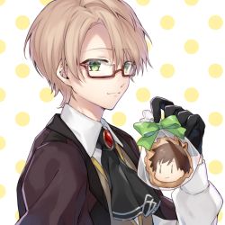 Rule 34 | 1boy, blonde hair, cookie, fate/grand order, fate (series), food, glasses, hassan of serenity (fate), jekyll and hyde (fate), kan&#039;yu (citron 82), looking at viewer, male focus, smile, solo