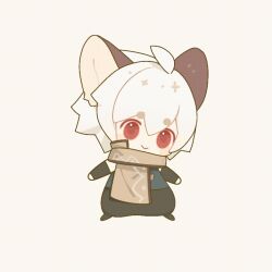 Rule 34 | 1boy, ahoge, animal ears, animated, animated gif, bare shoulders, black footwear, black pants, black sleeves, blue shirt, blush stickers, brown scarf, chibi, chinese commentary, closed mouth, commentary request, detached sleeves, ear wiggle, fox ears, full body, long sleeves, looping animation, male focus, original, pants, puffy pants, red eyes, scarf, shirt, shoes, short hair, simple background, sleeveless, sleeveless shirt, sleeves past wrists, smile, solo, standing, white background, white hair, zzennn