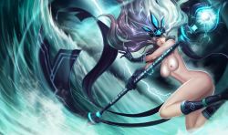 Rule 34 | janna (league of legends), league of legends, long hair, nipples, nude, nude filter, staff, third-party edit, tiara, white hair