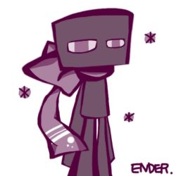 Rule 34 | bad id, bad pixiv id, character name, enderman, minecraft, nikki (sunou), no humans, scarf, simple background, solo, white background