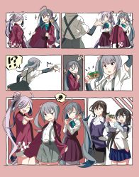 Rule 34 | !?, 10s, 5girls, ahoge, arm warmers, asashimo (kancolle), ashigara (kancolle), blue bow, blue bowtie, blue hair, blue skirt, bow, bowtie, brown eyes, brown hair, camera, closed eyes, comic, commentary request, crossed arms, disposable camera, dress, finger to own chin, glasses, gloves, green eyes, grey eyes, grey hair, grin, hair between eyes, hair over one eye, hairband, hand on own hip, happi, highres, hip vent, holding another&#039;s wrist, japanese clothes, kantai collection, kasumi (kancolle), kazh (kazu), kiyoshimo (kancolle), light bulb, long hair, long sleeves, low twintails, multicolored hair, multiple girls, one eye closed, ooyodo (kancolle), open mouth, own hands clasped, own hands together, pleated skirt, pointing, ponytail, purple hair, school uniform, serafuku, sharp teeth, shirt, short sleeves, side ponytail, silent comic, skirt, sleeveless, sleeveless dress, smile, sparkle, spoken interrobang, spoken squiggle, squiggle, suspender skirt, suspenders, taking picture, teeth, twintails, uniform, very long hair, wavy hair, white gloves, white shirt