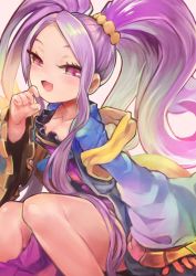 Rule 34 | 1girl, blush, breasts, chinese clothes, cleavage, dress, fate/grand order, fate (series), hair ornament, highres, long hair, open mouth, purple eyes, purple hair, twintails, wide sleeves, wu zetian (fate)