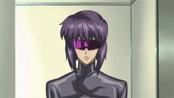 Rule 34 | 1girl, animated, ass, breasts, city, curvy, ghost in the shell, ghost in the shell stand alone complex, highleg, highleg leotard, jumping, kusanagi motoko, large breasts, leotard, purple-tinted eyewear, purple-tinted glasses, running, sky, solo, sunglasses, tinted eyewear, visor, video