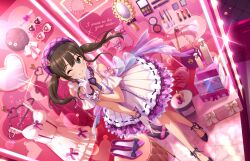 Rule 34 | 1girl, brown hair, game cg, gloves, green eyes, hand mirror, hat, heart, high heels, idolmaster, idolmaster cinderella girls, idolmaster cinderella girls starlight stage, makeup, mirror, official art, one eye closed, shibuya rin, solo, twintails