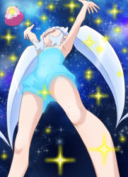 Rule 34 | 10s, 1girl, armpits, arms up, blue hair, cure princess, from below, happinesscharge precure!, haruyama kazunori, long hair, no panties, open mouth, precure, pussy, pussy peek, ribbon (happinesscharge precure!), shirayuki hime, sparkle, twintails, upshorts