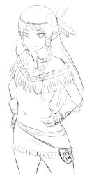 Rule 34 | 1girl, braid, breasts, drawfag, greyscale, hair ornament, long hair, monochrome, pointy ears, sako rk 95 (upotte!!), side braid, single braid, small breasts, smile, solo, upotte!!