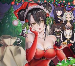 Rule 34 | 6+girls, agent (girls&#039; frontline), animal costume, antlers, architect (girls&#039; frontline), bell, bsapricot, christmas, christmas ornaments, christmas present, christmas tree, collar, destroyer (girls&#039; frontline), dinergate (girls&#039; frontline), gas mask, gift, girls&#039; frontline, hat, hk416 (girls&#039; frontline), horns, hunter (girls&#039; frontline), mask, multiple girls, neck bell, reindeer antlers, reindeer costume, sack, sangvis ferri, santa costume, santa hat, scarecrow (girls&#039; frontline), tongue, tongue out