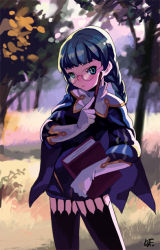 Rule 34 | bf. (sogogiching), book, braid, cape, glasses, solo, thighhighs, twin braids