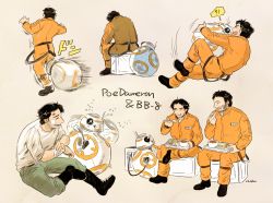 Rule 34 | !?, :i, animification, bandages, bandaid, bb-8, bumping, eating, matsuri6373, pilot suit, poe dameron, rebel pilot, robot, sitting, smile, star wars, star wars: the force awakens