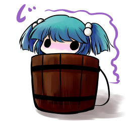 Rule 34 | 1girl, blush, bucket, chibi, female focus, in bucket, in container, kisume, solid circle eyes, solo, touhou, yume shokunin