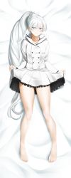 Rule 34 | 1girl, absurdres, barefoot, blue eyes, dress, highres, incredibly absurdres, rwby, weiss schnee, white hair