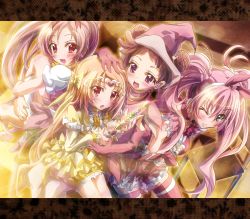 Rule 34 | 10s, 4girls, brooch, child, company connection, creator connection, crossover, cure blossom, cure melody, cure muse, cure muse (yellow), eyelashes, hanasaki tsubomi, harukaze doremi, hat, heart, heart brooch, heartcatch precure!, highres, houjou hibiki, inoshishi (ikatomo), jewelry, letterboxed, magical girl, multiple girls, ojamajo doremi, ojamajo doremi 16, pink hat, precure, red hair, shirabe ako, suite precure, toei animation