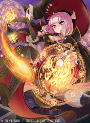 Rule 34 | + +, 1girl, alternate costume, basket, blush, boots, breasts, cape, cleavage, fire, fire emblem, fire emblem cipher, fire emblem fates, hat, kei s01, lantern, long hair, magic circle, mitama (fire emblem), nintendo, official art, paintbrush, pink hair, solo, thighhighs, twintails, witch hat