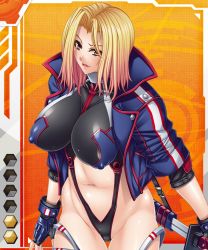 Rule 34 | 00s, 1girl, asagiri, blonde hair, breasts, card (medium), card (orange-r), card (r), covered erect nipples, female focus, fingerless gloves, gloves, impossible clothes, large breasts, lilith-soft, solo, sword, taimanin (series), taimanin asagi, taimanin asagi battle arena all card gallery, taimanin asagi kessen arena, weapon, windy lenvers