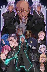 Rule 34 | 1girl, 1other, 6+boys, absurdres, ansem seeker of darkness, aura, black coat, black coat (kingdom hearts), blonde hair, card, coat, commentary, demyx, english commentary, evil smile, eyepatch, facial hair, glowing, glowing eyes, goatee, highres, hood, hood up, keyblade, kingdom hearts, kingdom hearts iii, larxene, lightsource, luxord, marluxia, mask, master xehanort, multiple boys, organization xiii, pink hair, pointy ears, possessed, riku replica, saix, scar, silver hair, smile, spiked hair, terra (kingdom hearts), vanitas (kingdom hearts), vexen, xehanort, xemnas, xigbar, xion (kingdom hearts), yellow eyes