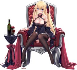 Rule 34 | 1girl, alcohol, allenes, armchair, azur lane, bare shoulders, black dress, black thighhighs, blonde hair, blue eyes, blush, bottle, breasts, chair, closed mouth, commentary request, cross, cup, detached sleeves, dress, drinking glass, feet, flower, full body, gradient background, hair between eyes, hair ribbon, highres, jewelry, large breasts, long hair, looking at viewer, multiple views, official alternate costume, official art, one eye closed, open mouth, red flower, red ribbon, red rose, red wine, ribbon, rose, royal navy emblem (azur lane), sitting, smile, solo, sussex (azur lane), sussex (wine and red roses) (azue lane), sussex (wine and red roses) (azur lane), table, thighhighs, transparent background, wide sleeves, wine, wine glass
