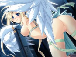 Rule 34 | 1girl, anus, artist request, ass, blush, breasts, censored, eushully, ikusa megami zero, monster girl, mosaic censoring, nipples, peruru, pointy ears, pussy, smile, solo, tagme, wings