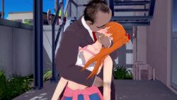 Rule 34 | 1boy, 1girl, 3d, age difference, animated, artist request, blush, breasts, brown hair, french kiss, grabbing, grabbing from behind, hetero, hug, kiss, koikatsu (medium), long hair, looking at another, neon genesis evangelion, older man and younger girl, size difference, sound, souryuu asuka langley, standing, tagme, ugly man, video