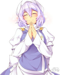Rule 34 | 1girl, blush, breasts, hat, highres, kokka han, large breasts, letty whiterock, light purple hair, long sleeves, short hair, simple background, sketch, smile, solo, touhou, white background