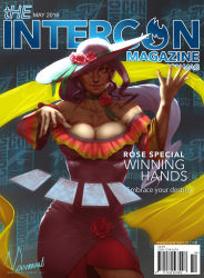 Rule 34 | 1girl, alternate costume, breasts, capcom, cleavage, cover, dress, highres, huge breasts, image sample, magazine cover, muhammed ansar ali, nail polish, purple hair, realistic, rose (street fighter), solo, street fighter, street fighter iv (series), tarot