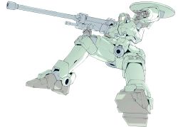 Rule 34 | cannon, gundam, highres, kuroiwa cookie, leo (mobile suit), mecha, mobile suit, no humans, robot, science fiction, shield, simple background, thrusters, weapon, white background