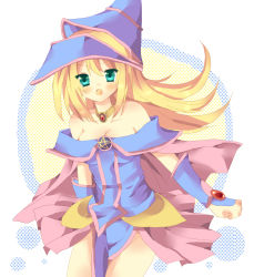 Rule 34 | 1girl, aqua eyes, bare shoulders, blonde hair, breasts, dark magician girl, duel monster, hat, highres, imo mushi, open mouth, pentacle, small breasts, witch hat, yu-gi-oh!, yuu-gi-ou, yu-gi-oh! duel monsters