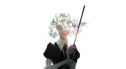 Rule 34 | 10s, androgynous, collared shirt, colored eyelashes, crystal, diamond (houseki no kuni), elbow gloves, eyelashes, floating hair, gender request, gloves, hair over one eye, holding, houseki no kuni, light smile, looking at viewer, puffy short sleeves, puffy sleeves, sad, shirt, short hair, short sleeves, silver hair, simple background, solo, sparkle, swept bangs, toooka, upper body, white background, white shirt