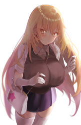 Rule 34 | + +, 1girl, absurdres, bag, bishooji, blonde hair, blue skirt, blurry, blurry background, blush, breasts, brown eyes, commentary request, dot nose, elbow gloves, eyes visible through hair, feet out of frame, gloves, hair between eyes, handbag, highres, large breasts, long hair, looking at viewer, looking to the side, pleated skirt, shokuhou misaki, short sleeves, sidelocks, simple background, skirt, solo, star (symbol), thick thighs, thighhighs, thighs, toaru kagaku no railgun, toaru majutsu no index, toaru majutsu no index gaiden: toaru kagaku no mental out, tsurime, very long hair, white background, white gloves, white thighhighs, wing collar, zettai ryouiki