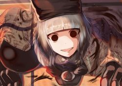 Rule 34 | 1girl, black eyes, creepy eyes, cup, darkness, fate/grand order, fate (series), from above, grey hair, hat, holding, holding cup, inugami86, japanese clothes, kimono, looking up, sen no rikyu (fate), sen no rikyu (second ascension) (fate), sitting, wariza, yunomi