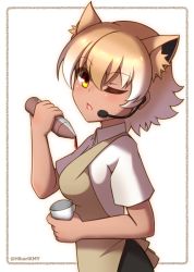Rule 34 | coyote (kemono friends), wolf ears, wolf tail, highres, hikarikmy, kemono friends, kemono friends v project, microphone, short hair, virtual youtuber