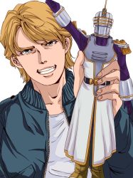 Rule 34 | 10s, 1boy, blonde hair, blue eyes, blue jacket, bomber jacket, character doll, dual persona, jacket, keith goodman, male focus, okome oisii, sky high (tiger &amp; bunny), solo, tiger &amp; bunny
