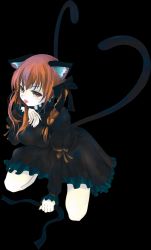 Rule 34 | 1girl, absurdres, animal ears, bow, braid, breasts, cat ears, cat girl, cat tail, cleavage, collar, female focus, hair bow, highres, kaenbyou rin, long hair, long sleeves, multiple tails, puffy sleeves, red eyes, red hair, ribbon, shiina shian, solo, tail, tongue, touhou, transparent background, twin braids