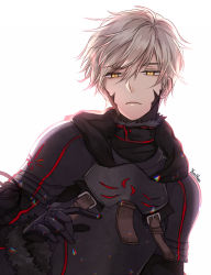 Rule 34 | 1boy, armor, arthur pendragon (fate), arthur pendragon alter (fate), blonde hair, fate/grand order, fate (series), hair between eyes, highres, looking at viewer, male focus, short hair, simple background, solo, white background, yellow eyes, yumyum