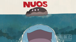 Rule 34 | clodsire, closed eyes, closed mouth, creatures (company), game freak, gen 2 pokemon, jaws (movie), movie poster, nintendo, no humans, open mouth, outdoors, partially underwater shot, pic koiwai, pokemon, pokemon (creature), poster parody, quagsire, smile, swimming, water