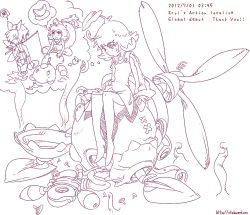 Rule 34 | 10s, 2012, 2girls, ahoge, bow, broken, copyright name, dated, english text, eryi, eryi&#039;s action, fairy wings, farta, fishing rod, food, fruit, hair bow, leaf, lineart, looking at another, looking down, machinery, melon, monochrome, multiple girls, open mouth, propeller, simple background, spoken squiggle, squiggle, stuffed animal, stuffed toy, sweatdrop, thank you, thought bubble, watermark, web address, white background, wings, yagiaji, yanagi yagiaji