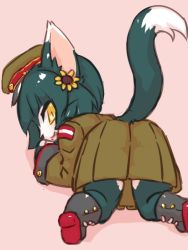 Rule 34 | cat, cat busters, furry, green hair, hat, military hat, military outfit, ohakotome, short hair, yellow eyes