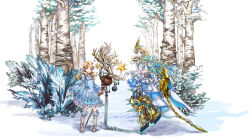 Rule 34 | 2girls, absurdres, antlers, bad id, bad pixiv id, blonde hair, blue dress, blue eyes, blue hair, blush, bush, christmas ornaments, dress, flat chest, floating hair, forest, gloves, greatwhite1122, gundam, gundam narrative, hair behind ear, highres, holding, holding staff, horns, huge filesize, looking at viewer, mecha musume, multicolored hair, multiple girls, nature, open hands, personification, rita bernal, single horn, smile, snow, staff, streaked hair, twintails, unicorn gundam phenex, white dress, white gloves, winter