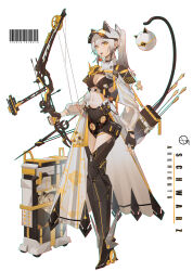 Rule 34 | 1girl, absurdres, alternate costume, animal ears, arknights, armor, armored boots, arrow (projectile), bag, barcode, bikini, bikini top only, black armor, black bikini, black choker, black shorts, boots, bow (weapon), breasts, candy, cat ears, cat girl, cat tail, character name, chinese commentary, choker, chupa chups, cleavage, coat, commentary request, copyright name, crop top, cyberpunk, earclip, extra ears, food, full body, grey hair, hair between eyes, highres, holding, holding bow (weapon), holding weapon, krao, large breasts, lollipop, long hair, long sleeves, looking at viewer, midriff, mouth hold, navel, ponytail, quiver, schwarz (arknights), short shorts, shorts, shrug (clothing), sidelocks, simple background, solo, standing, swimsuit, tail, teeth, upper teeth only, visor cap, weapon, white background, white coat, yellow eyes