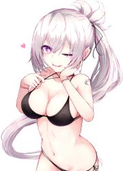 Rule 34 | 1girl, ;q, absurdres, bare shoulders, bikini, black bikini, black ribbon, breasts, cleavage, collarbone, commentary request, ear piercing, hair ribbon, hand on own cheek, hand on own face, hands up, heart, heart-shaped pupils, highres, long hair, looking at viewer, medium breasts, multicolored hair, navel, one eye closed, original, piercing, pink eyes, pink hair, ponytail, reizouko, ribbon, side-tie bikini bottom, sidelocks, solo, standing, stomach, strap pull, streaked hair, swimsuit, symbol-shaped pupils, tongue, tongue out, very long hair, white hair