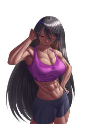 abs breasts dark_skin highres mr_cheesedong muscular muscular_female original sweat