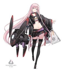 Rule 34 | 1girl, black coat, black footwear, black jacket, black skirt, boots, choker, closed mouth, coat, collarbone, crop top, cropped jacket, drone, flat chest, full body, highres, hood, hood down, hooded jacket, jacket, long hair, long sleeves, looking at viewer, machinery, midriff, miniskirt, navel, off shoulder, open clothes, open coat, open jacket, original, pink hair, poco (asahi age), purple eyes, shirt, skirt, solo, stomach, thigh boots, thighhighs, very long hair, white shirt, wide sleeves, zettai ryouiki