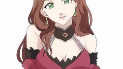 Rule 34 | 1girl, animated, breasts, brown hair, cleavage, dorothea arnault, dress, fire emblem, fire emblem: three houses, green eyes, long hair, nintendo, red dress, solo, video