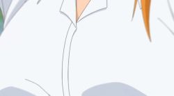 Rule 34 | 1girl, animated, animated gif, bouncing breasts, breast focus, breasts, close-up, gamou maki, head out of frame, ijiranaide nagatoro-san, large breasts, long hair, orange hair, school uniform, screencap, shirt, solo, standing, white shirt