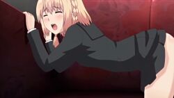 1boy 1boy1girl 1girl animated ass bad_tag blonde_hair blue_eyes censored closed_eyes cum cum_in_pussy open_mouth ore_ga_kanojo_o_okasu_wake penetration_through_clothes penetration_under_clothes penis sex short_hair suzuki_mirano tagme video